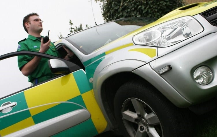 A paramedic and his 4x4 emergency vehicle